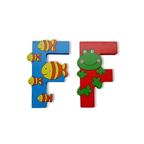 Image of Vinsani Wooden Jungle Animal Alphabet Letters Personalised Bedroom WALL Door Name (F)