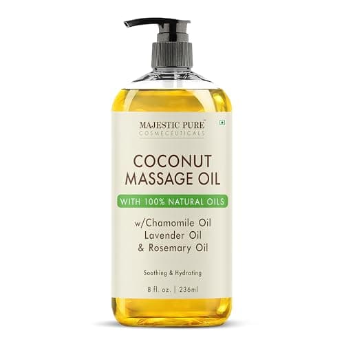 Image of MAJESTIC PURE Coconut Massage Oil - Ultra-Glide Formula with Soothing Aroma - Therapeutic Massage, Made with Natural Oils - All Skin Types, Men & Women - 236 ml