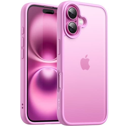 Image of JETech Matte Case for iPhone 16 Plus 6.7-Inch, Shockproof Military Grade Drop Protection, Frosted Translucent Back Phone Cover, Anti-Fingerprint (Pink)