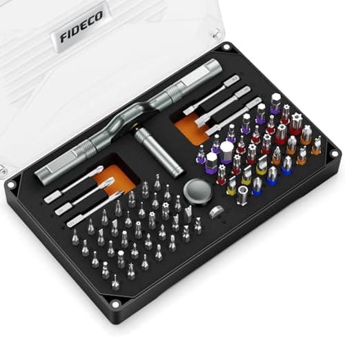 Image of FIDECO 74 in 1 Magnetic Ratchet Screwdriver Set, Multi Bit DIY Screwdriver Set, T Handle Ratchet Screwdriver with Storage Case, Compact Repair Tool Kit for Computer, Cellphone, Watch, Eyeglass, Ring