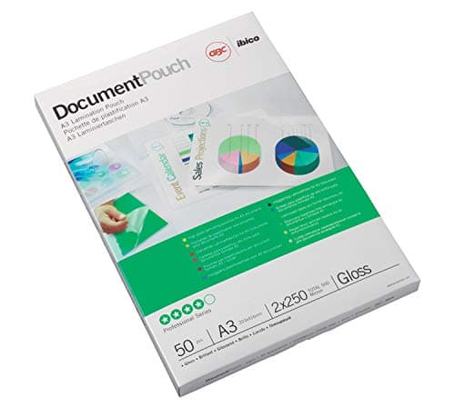 Image of GBC A3 2x250 Micron Gloss Laminating Pouches, Pack of 50, 3740450