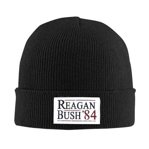 Image of FJQWKLF Reagan Bush 84 Slouchy Knit Beanie Hat for Women Winter Soft Warm Ladies Knitted Skull Beanies Cap Black