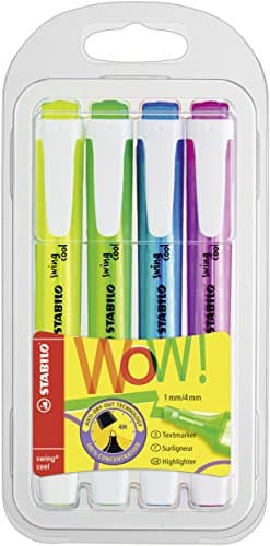 Image of STABILO swing cool - Highlighter - Pack of 4 - Yellow, Green, Blue, Pink