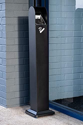 Image of Curvaso 10Kg Black Silver | Free Standing | Heavy Duty Stainless Steel Litter Bin Removable| Commercial Outdoor Indoor Rubbish Bin Dust | Cigarette Ashtray Stand (Black)