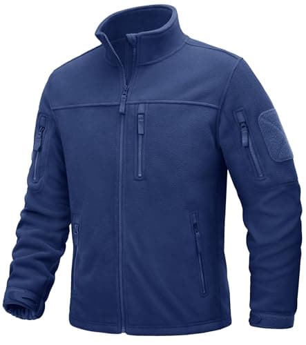 Image of TACVASEN Fleece Jacket Mens Winter Military Jacket Zip Pocket Work Jackets Windproof Warm Fleece Coat Royal Blue