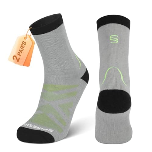 Image of SPIRESNUG 2-Pack Coolmax Hiking Socks for Men & Women - Moisture-Wicking, Anti-Blister & Odor Control for Running, Trekking, Grey, Small