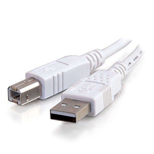 Image of C2G 1M USB Printer Cable, USB 2.0 A to B Lead. Compatible with printers and scanners from HP, Epson, Brother, Samsung, Cannon and all other USB A/B devices, White
