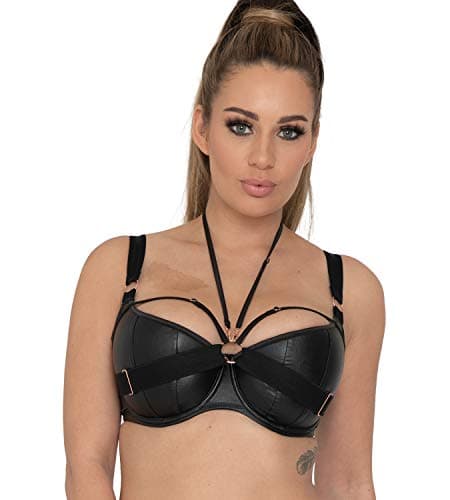 Image of Scantilly Harnessed Padded Half Cup Bra Womens Ladies Underwear Lingerie Black Size 36H