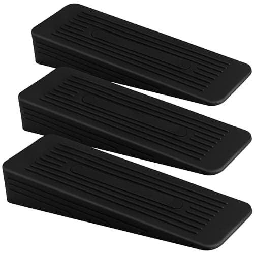Image of AFFIXERS Door Stop | Door Stoppers for Floor Anti-Skid, Durable, and Heavy Duty Rubber Door Stops | Ideal for All Types of Surfaces | Door Wedges Indoors (Black, Pack of 3)