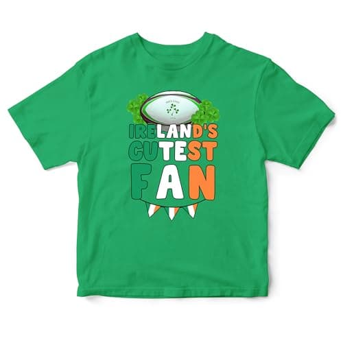 Image of Purple Print House Irelands Cutest Fan Baby T Shirt Boys Girls Rugby Supporters Irish Nation Toddler Top 1879 Lucky Shamrock Clover Gift, 12-18 Months, Irish Green