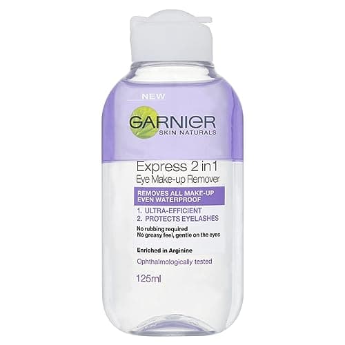 Image of Garnier Skin Active 2 in1 Eye Make Up Remover, Suitable For Waterproof Makeup, Gentle On Eyes and Eyelashes, Use With Reusable Micellar Eco Pads, 125 ml