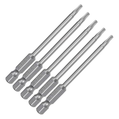 Image of TA-VIGOR 5Pcs T10 Torx Head Screwdriver Bits 1/4 Inch Hex Shank, 75mm Long Magnetic Tamper Proof Star S2 Steel Security Torx Bits with Hole for Impact Driver Drill Bits Hand Tools