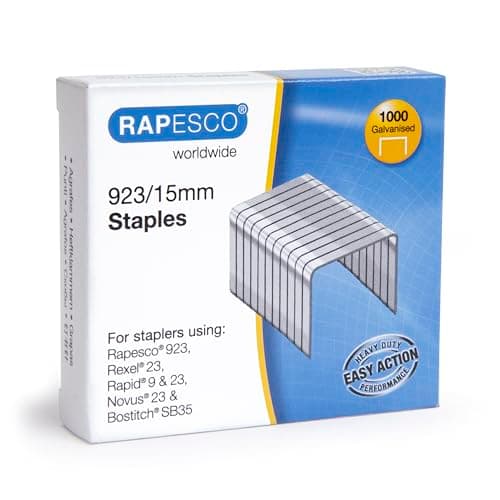 Image of Rapesco 1239 Type 923/15 mm Galvanised Heavy Duty Staples, Pack of 1000