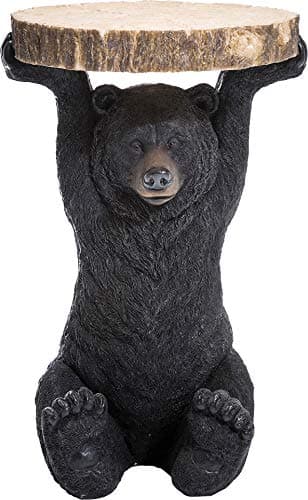 Image of Kare Design Side Table Animal Bear, Black, 33 cm Diameter, Accent Table, Load Capacity 6 kg, Round, Lacquered, Bear Motif, Modern, Timeless, Glamour, Minimalist, Industrial, Living Room