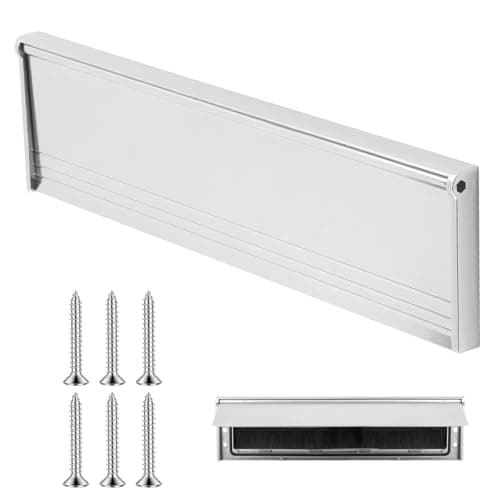 Image of Internal Letterbox Draught Excluder, 11.5 Inch Metal Letter Box Cover Flap Plate Seal Adjustable Chrome Replacement Letter Box for Wood or uPVC Doors (Silver)