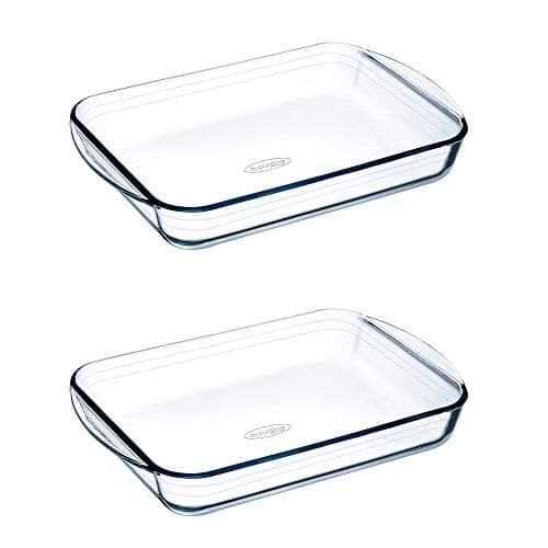 Image of Pyrex O'Cuisine Kitchen Glass Rectangular Roaster Oven Safe 32 x 20cm 2.0 Litre Clear (Pack of 2)