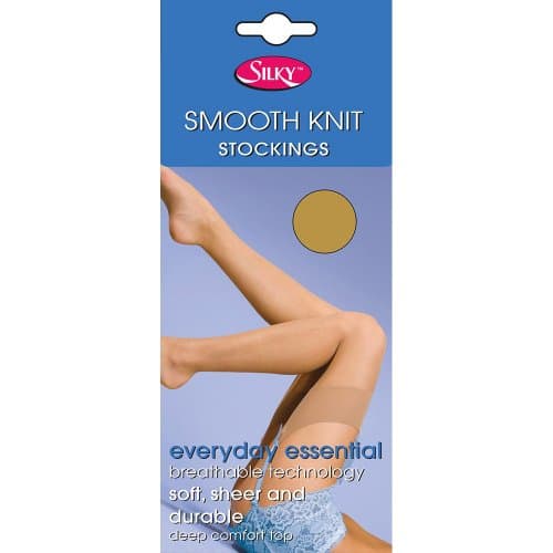 Image of Smooth Knit Stockings-Natural Tan-One Size