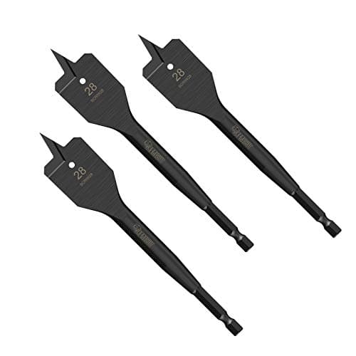 Image of 3 x SabreCut SCRIW28_3 28mm x 152mm Impact Rated Flat Wood Spade Bits for Softwood Hardwood Chipboard