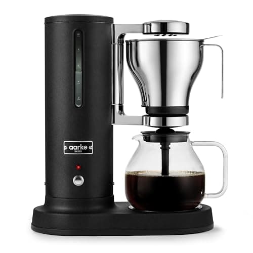 Image of aarke Coffee Maker - Electric Drip Filter Coffee Brewer, Matte Black, Glass Carafe, Smart Hot Plate, 10 Cup Capacity, 1.25L