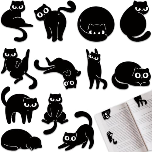 Image of 12 Pack Magnetic Bookmark, Tixlux Cat Style Book Marker Clip Sets for Kids, Teachers, Students, Book Lovers, Cat Fans