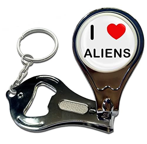 Image of I Love Heart Aliens - Key Ring Bottle Opener and Nail Clipper
