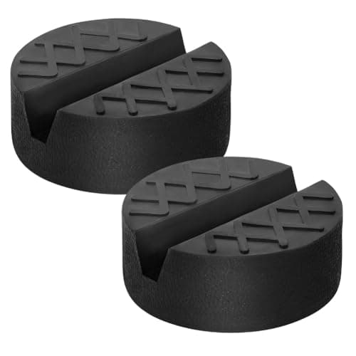 Image of URAQT Car Jack Pad, Universal Floor Jack Rubber Pad, Slotted Trolley Jacking Blocks Adapter, Pinch Weld Side Frame Rail Protector for Trolley Jack, Vehicle Lift and Axle Stand, 65 * 65 * 33MM, 2 Pack