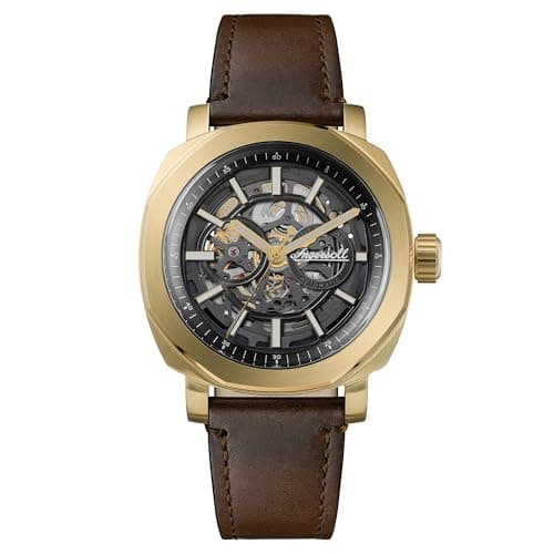 Image of Ingersoll The Outrider Mens 44mm Automatic Watch with Black Dial and Brown Leather Strap