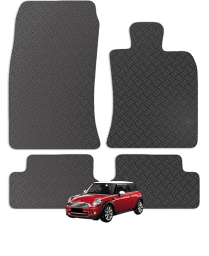 Image of Carsio Car Mats For Mini 2006-2014 - 4 Piece Set (Rubber) Tailored Fit Rubber Floor Mat Set Complete Accessory Black Custom Fitted - Anti-Slip Backing, Heavy Duty & Waterproof
