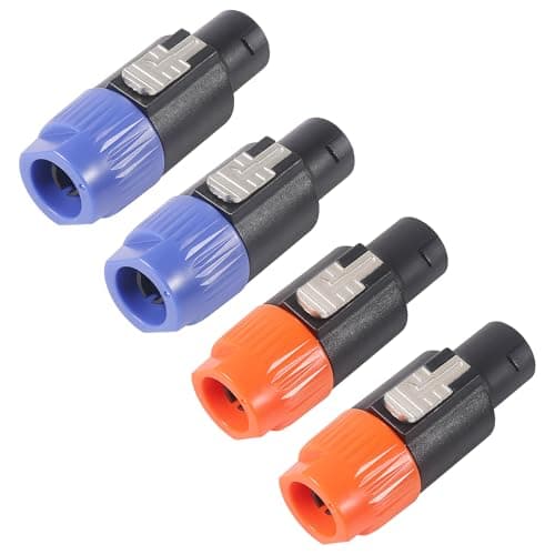 Image of XIITIA 4pcs Speakon Speaker Adapter Connectors for Nl4fx Speakon Plug Connectors Speakon Cables, 4 Pin Female to Nl4fc Male Converter Nl2fx Plug 4 Pole for Speakers Powercon Twist Lock(Blue+Orange)
