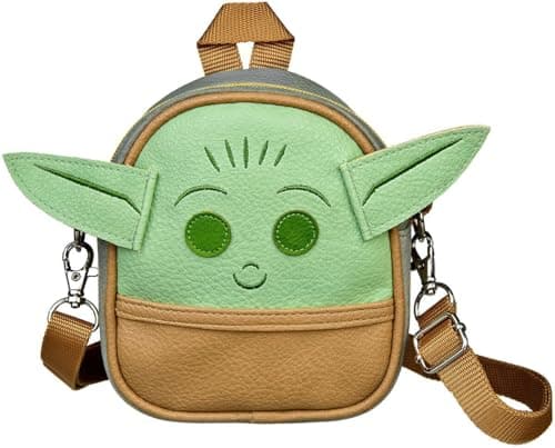 Image of Star Wars The Mandalorian Grogu Unisex Mini Backpack Green/Brown Baby Yoda Fan Merchandise TV Series, green/brown, Standard,