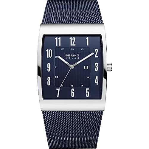 Image of BERING Men Analog Solar Collection Watch with Stainless Steel Strap & Sapphire crystal 16433-307, Blue/Silver, 33 mm