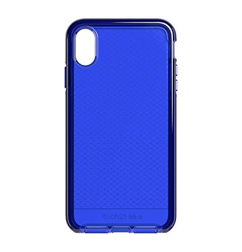 Image of Tech21 Protective Apple iPhone XS Max Case Thin Patterned Back Cover with FlexShock - Evo Check - Midnight Blue