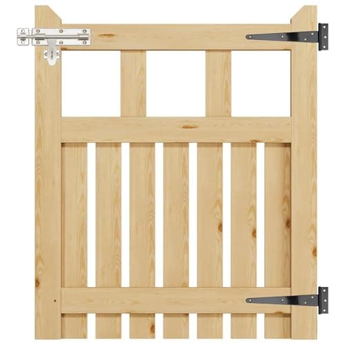 Image of INMOZATA Garden Gate Wooden Pedestrian Gate with Gate Lock and Hinge, 2.5ft Wide x 3ft High (76cm Wide x 90cm High)