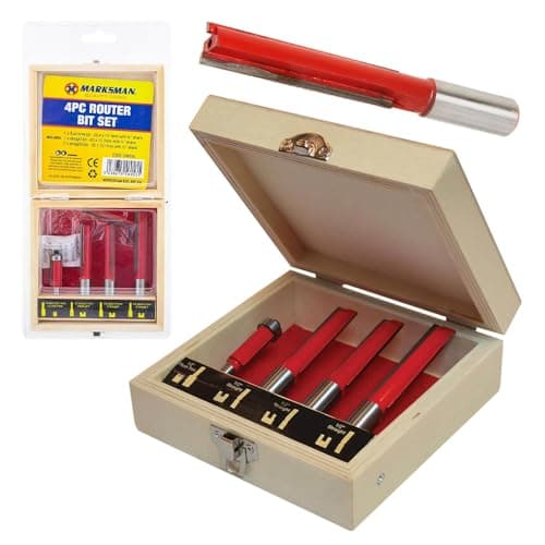 Image of 4Pc Tct Kitchen Router Kit - Worktop Flush Bit Set | Tools Cutting, Multi Purpose Tool Cutter C8053, Ideal For Home Kitchen & Workshop Use, Strong & Durable | Set Of 4