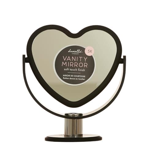Image of Upper Canada Black Blush Heart Vanity 5x Magnifying Mirror Danielle Creations, DC9445BKHRT