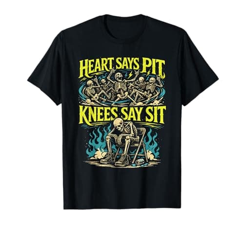Image of Heart Says Pit Knees Say Sit Skeleton Funny Saying Quote T-Shirt