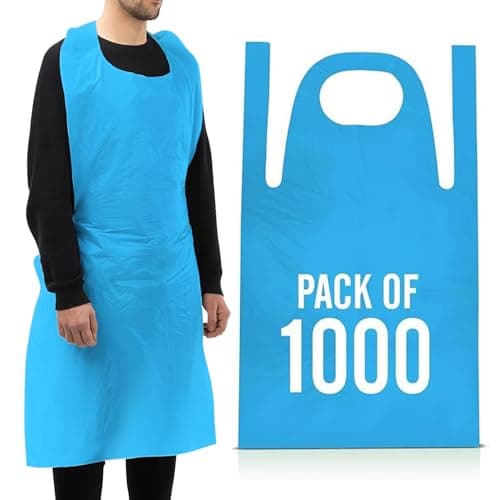 Image of 1000 Disposable Aprons Blue Roll Pack - Multipurpose Strong Waterproof Plastic Aprons in Bulk Sizes Quantity Ideal for Catering, Cooking, Clinics, Hospitality & Workplace Protection.