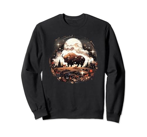 Image of Vintage Bison Roaming Wild Western Stars Mens Buffalo Dad Sweatshirt