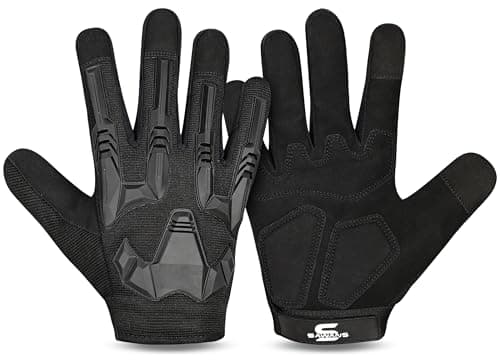 Image of SAWANS Full Finger Gloves for Motorbike Motorcycle Touch Screen Riding Cycling Bicycle Men's Outdoor Hunting Hiking Work Climbing Camping Driving (Black, M)