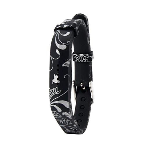 Image of Wristband for Fitbit Flex 2 for Activity Tracker (SILVER FLOWERS)