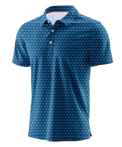 Image of QIXING Mens Golf Polo T Shirts for Men UK Tops (Navy Clover, L)