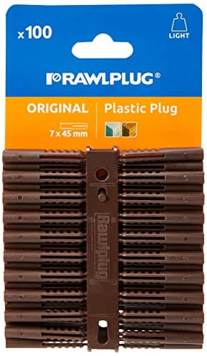 Image of Rawlplug Plastic Plugs (100) Brown - (Screw Sizes 10-14)