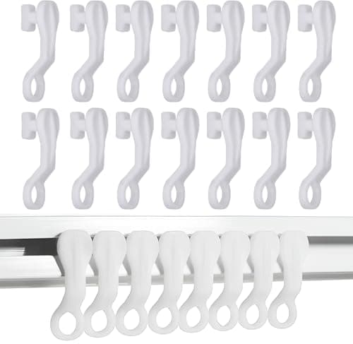Image of Plastic Curtain Glider Hooks Pack of 40 - Curtain Track Gliders, Rails, White Fittings, Swish Spares, Rings for Caravan Curtain Hooks, Drapes