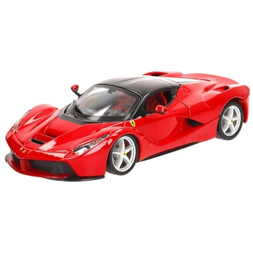 Image of Bburago - Ferrari LaFerrari Red, 1:24 Scale Diecast Car, Detailed Italian Hypercar Replica, Opening Boot, Officially Licensed by Ferrari, Recommended Age 3+ Years