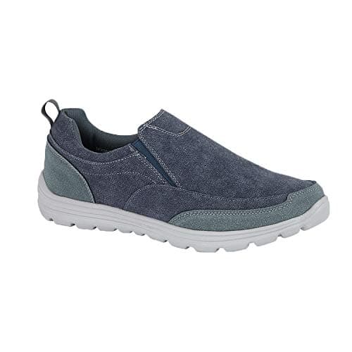 Image of Mens Canvas Casual Shoes Slip On Lightweight Memory Foam Twin Gusset Trainers Size - Blue - UK 6