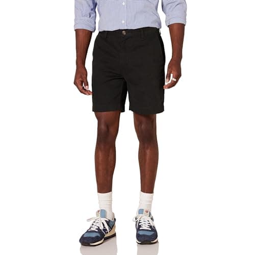 Image of Amazon Essentials Men's Slim-Fit 7" (18cm) Chino Shorts, Black, 32W