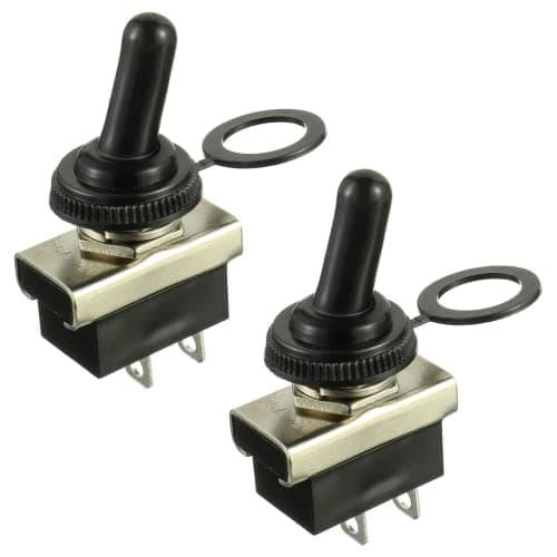 Image of HUAREW KN3(D)-101 Metal Toggle Switch On/Off 12V 25A 2 Position 2 Pin Waterproof with Rubber Cover (2 Pcs)