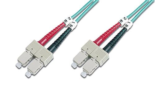 Image of DIGITUS DK-2522-05/3 – Fibre Optic Cable OM3 – 5 m – ST to SC – Duplex Fibre Optic Cable – 1/10/40/100 Gbit/s – MM Multimode Fibre Optic LAN Cable – Fibre Type: 50/125 µ – Turquoise (Aqua)