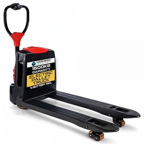 Image of Horison Industries Pallet Trucks 1500 KG, Heavy Duty Fully Electric Pump Trucks with 1150 mm Fork Lifting Trolley Jack, Two Slot Battery Easy Control Pallet Wheel Trolley for Moving Heavy Items