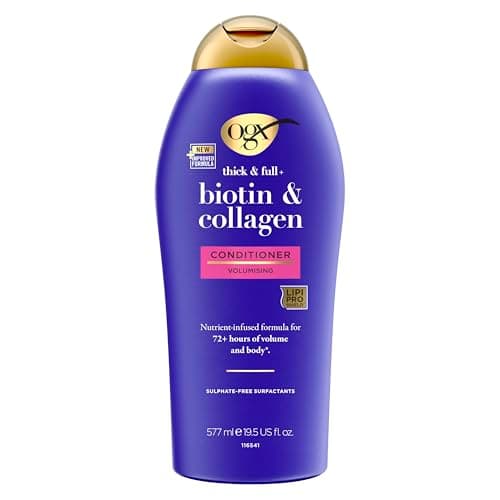 Image of OGX Biotin and Collagen Volumising Hair Conditioner, Thick and Full, with Vitamin B7 Biotin, and Collagen, for Thin Hair, Sulfate Free Surfactants, 577ml